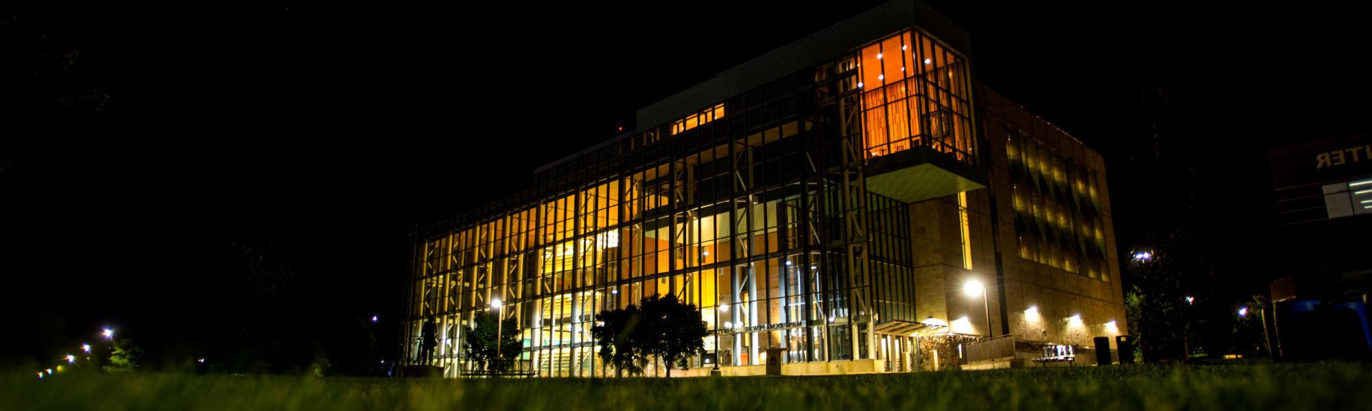 Campus at night.